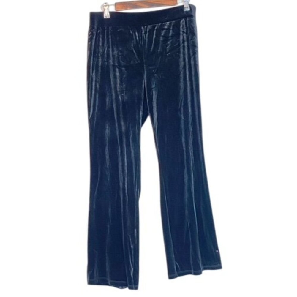 Melissa Paige Petite Black Velvet Pull-On Pants Large